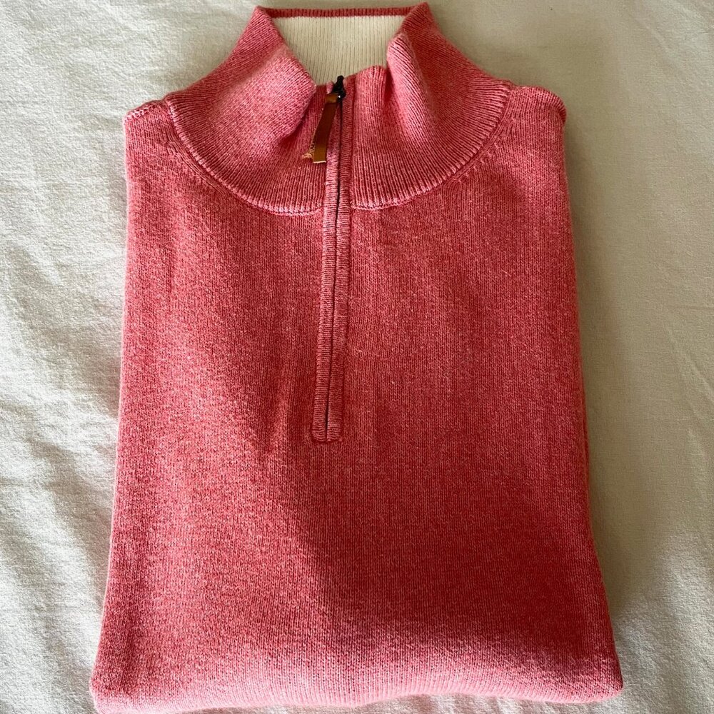 New! J Crew Cotton Quarter Zip in Coral | Size Large - Picture 7 of 10